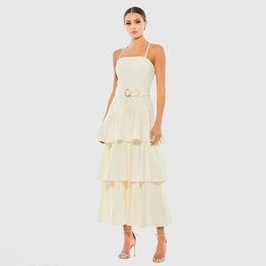 Ieena by Mac Duggal - Cream Tiered Ruffle Midi Dress - NWT - Size 2